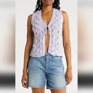 Cotton Emporium Lilac Knit Vest Cottagecore Boho Hippie Festival Size XL